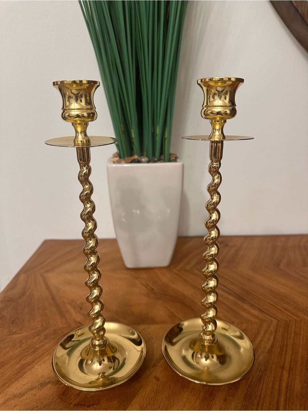 Vintage Baldwin Barley Twist Brass Candlestick Holders - Pair Elegant Made USA